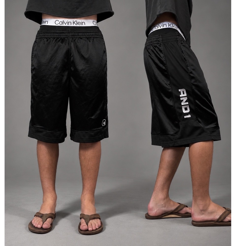 Vintage Dazzle AND1 Mens Black Basketball Shorts Size S Y2K Athletic Mesh